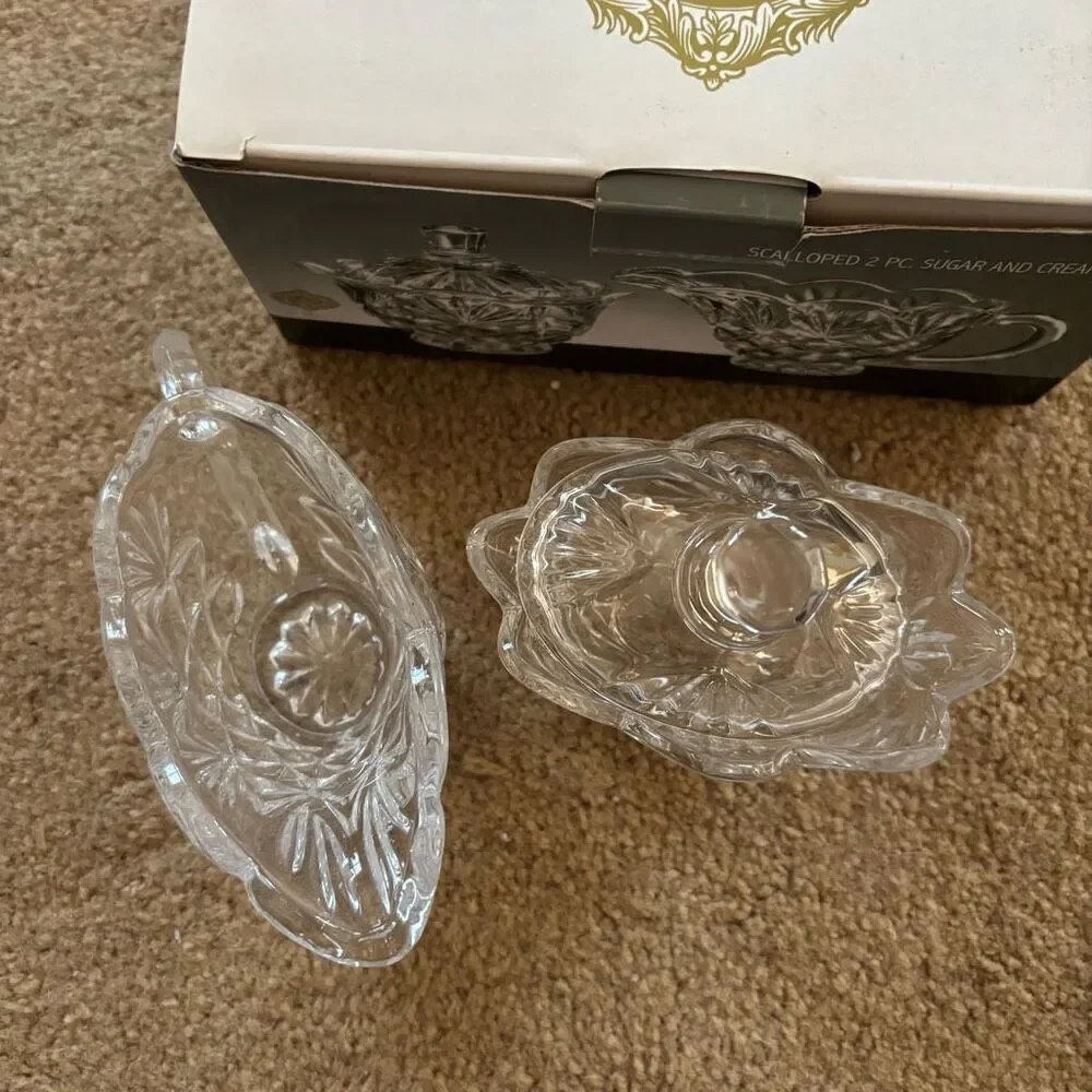 Shannon Crystal By Godinger Scalloped 2 Pc.  Crystal Sugar And Creamer Set